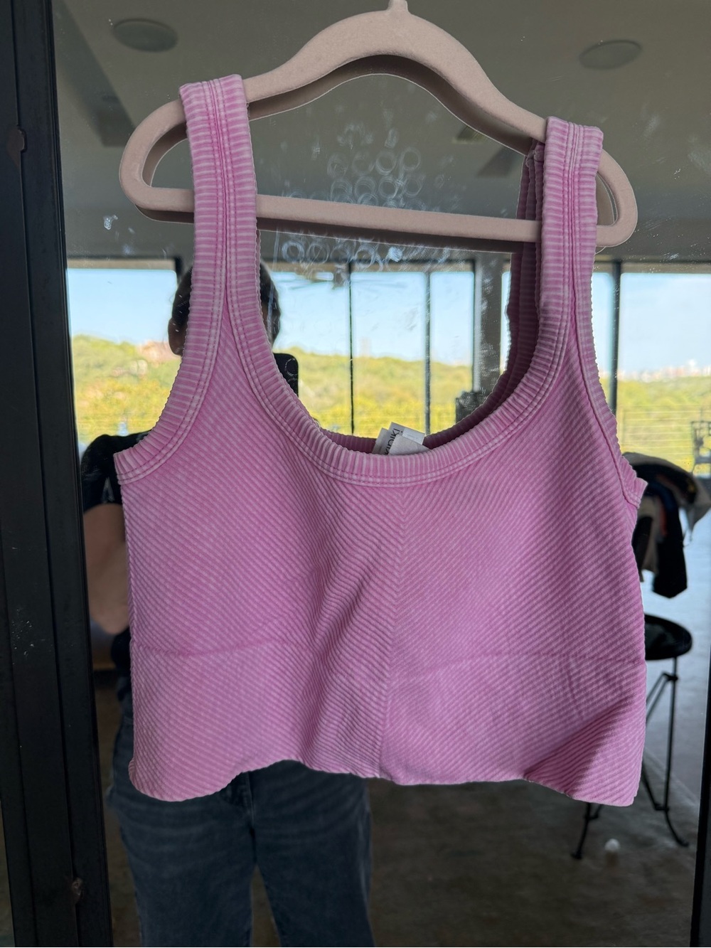 Nikibiki Light Pink Ribbed Scoop Crop Tank